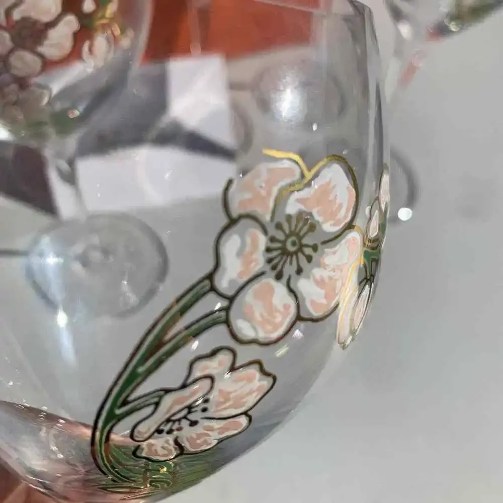 Perrier Jouet Verre Belle Epoque Hand Painted Animone Grand Champagne 6pc Set